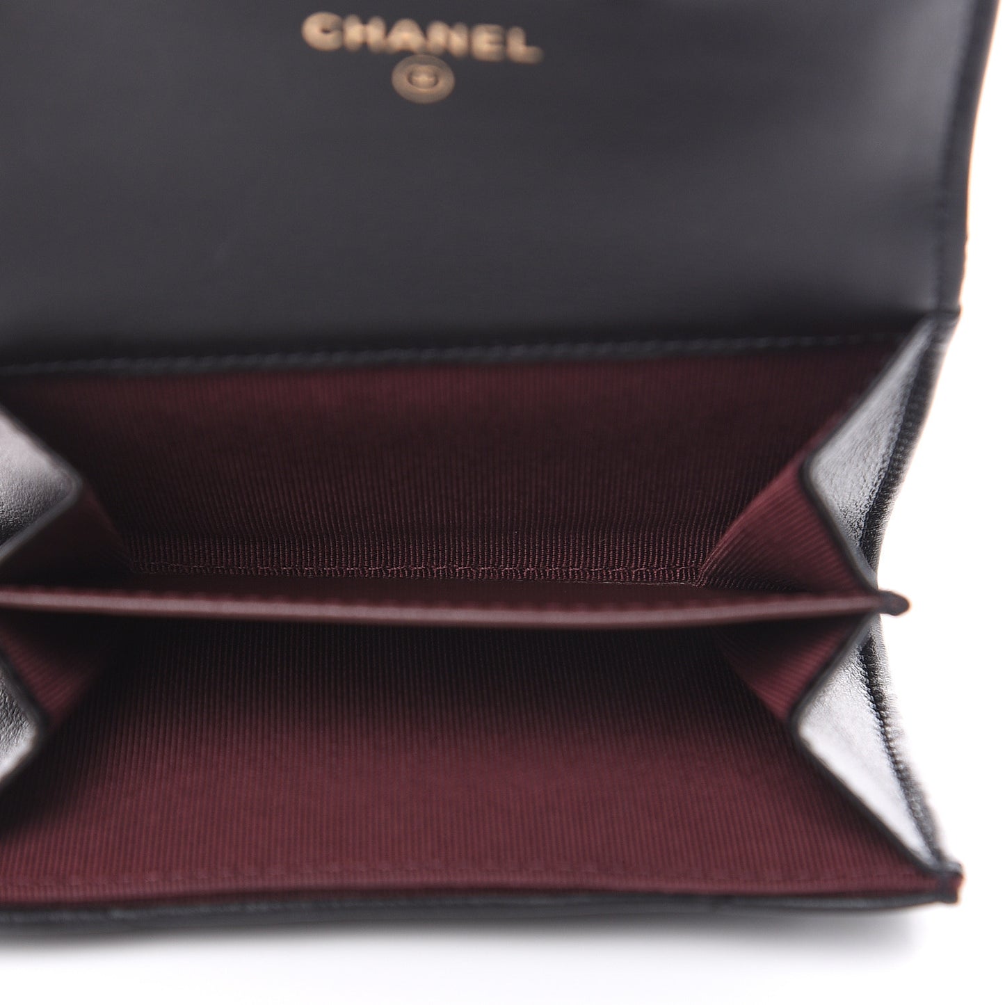 Crumpled Calfskin Chevron Quilted Reissue Card Holder Black