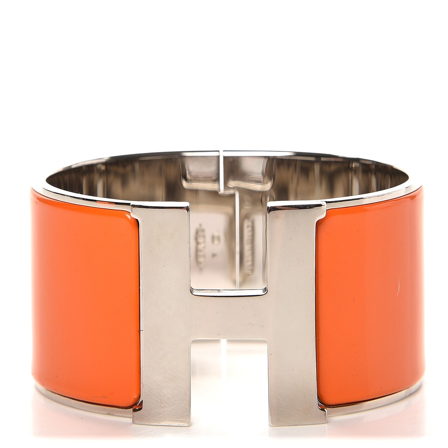 Hermes Enamel Extra Wide Clic Clac H Bracelet GM Orange 1 of 5