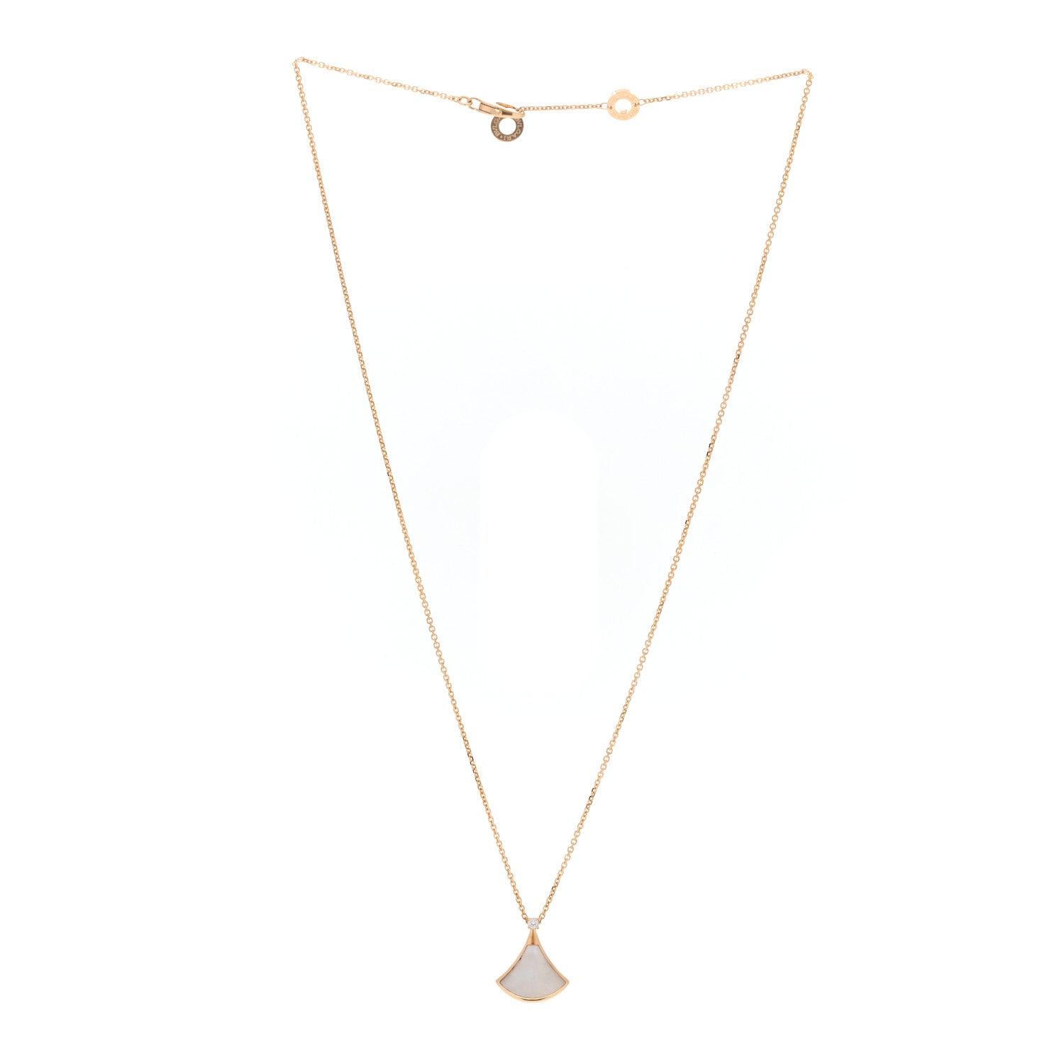 Bulgari 18K Yellow Gold Diamond Mother of Pearl Small Divas' Dream Pendant Necklace 3 of 5