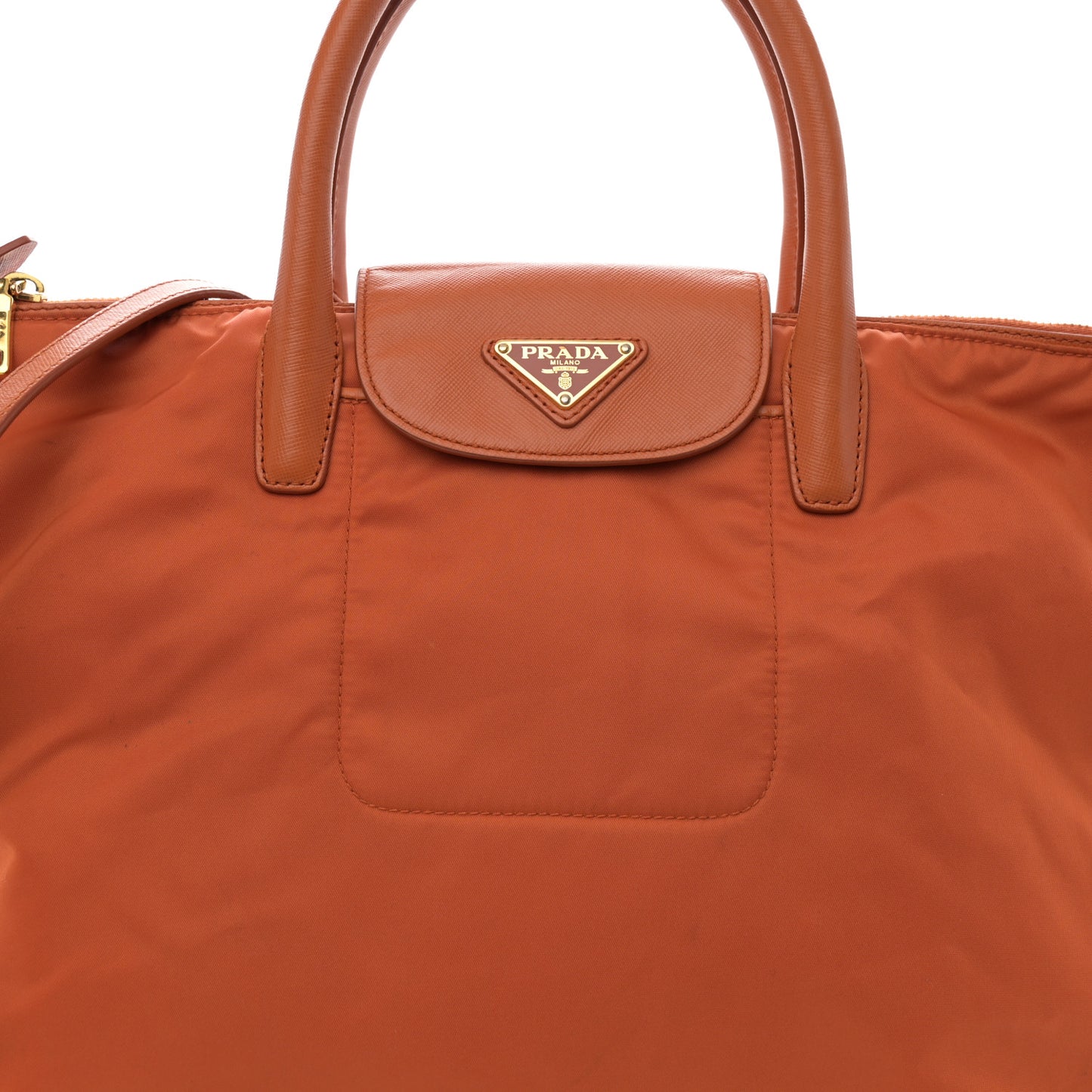 Tessuto Nylon Saffiano Tote Papaya