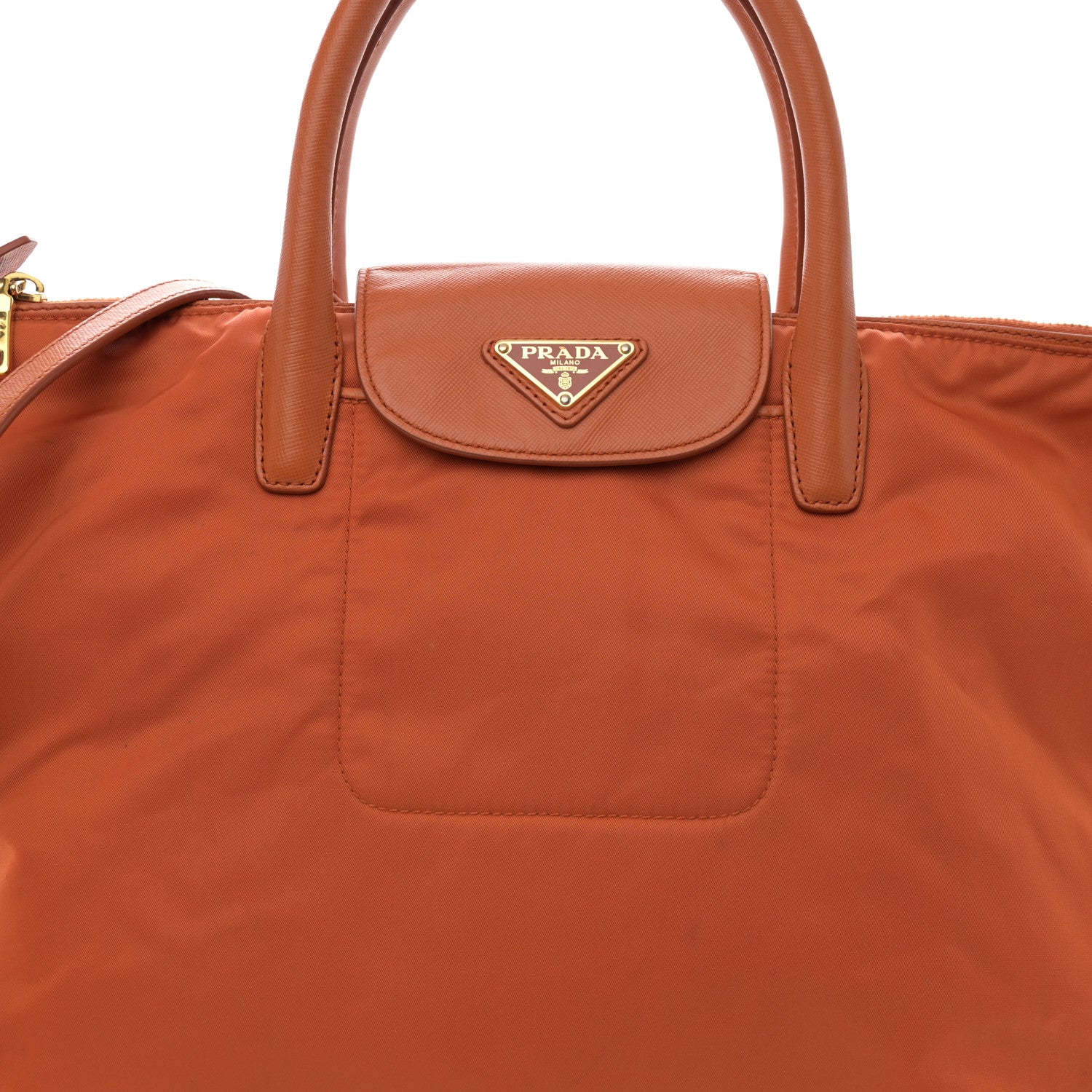 Prada Tessuto Nylon Saffiano Tote Papaya 8 of 16