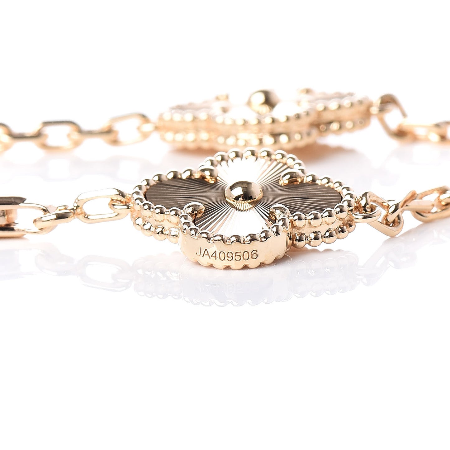 18K Yellow Gold 5 Motifs Guilloche Vintage Alhambra Bracelet
