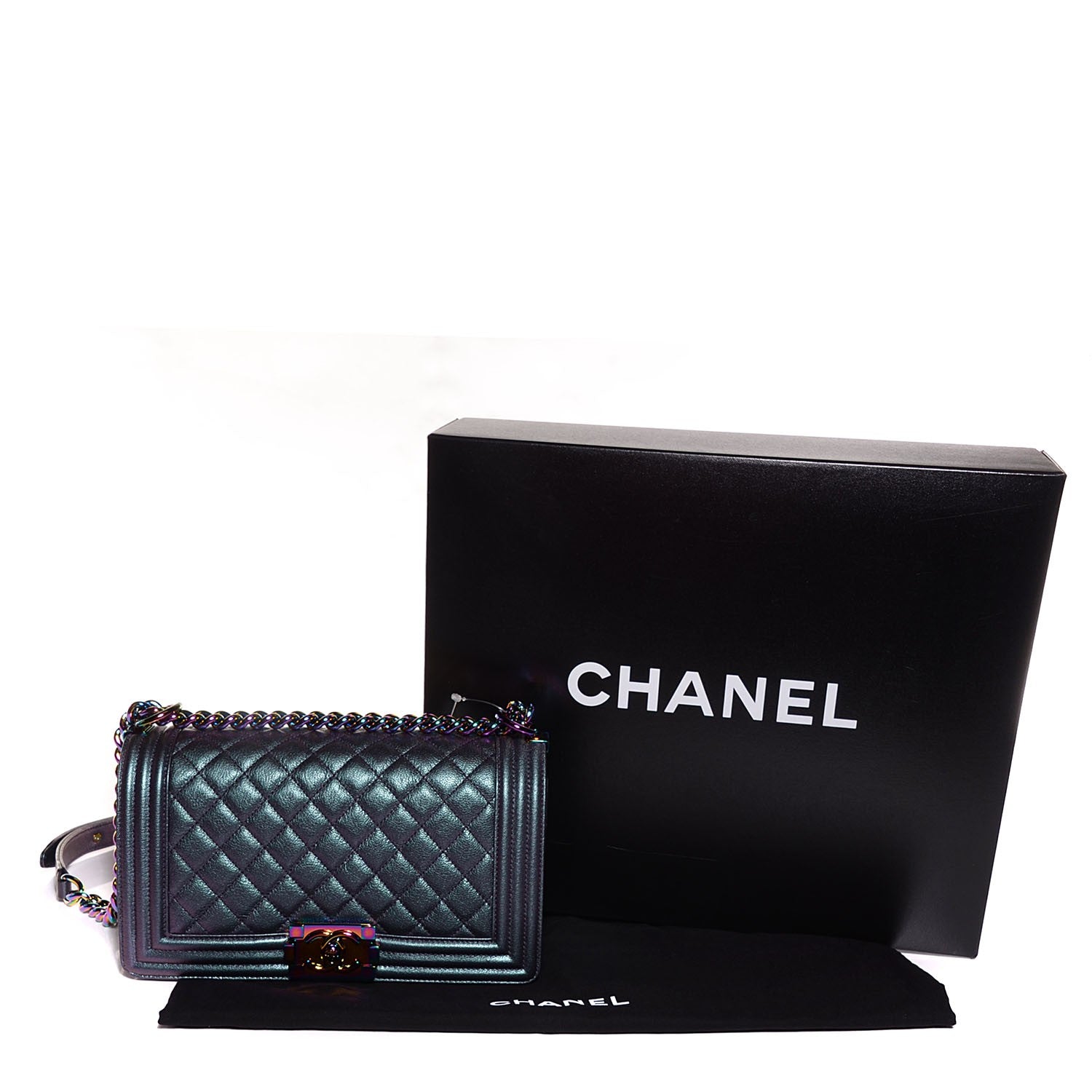 Chanel Iridescent Goatskin Quilted Medium Boy Flap Purple 5 of 8