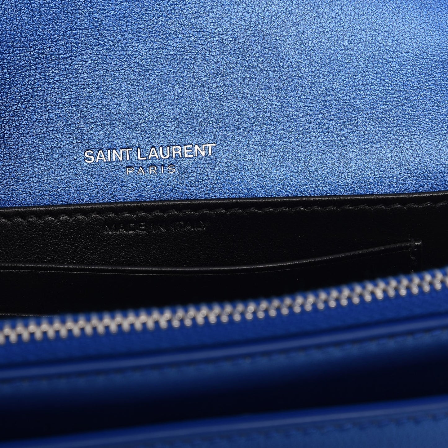 Metallic Calfskin Monogram Sunset Chain Wallet Blue Royal