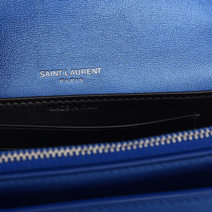 Saint Laurent Metallic Calfskin Monogram Sunset Chain Wallet Blue Royal 6 of 7