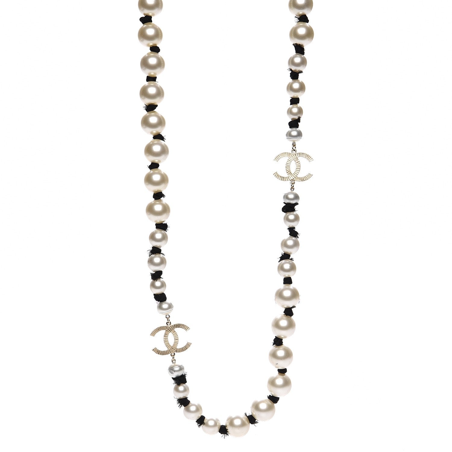 Chanel Graduated Pearl CC Long Necklace Gold 1 of 6