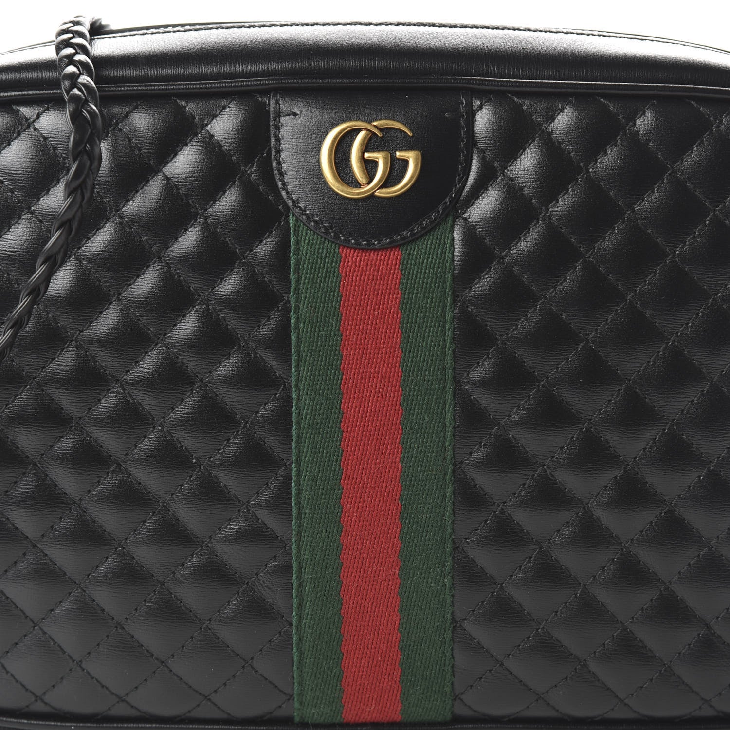Gucci Calfskin Web Trapuntata Small GG Shoulder Bag Black 10 of 10