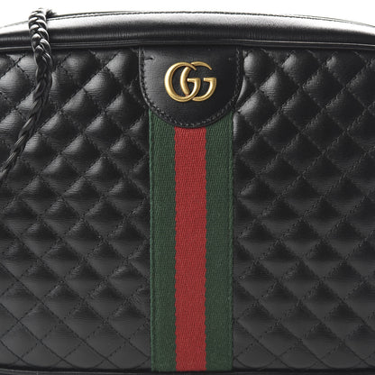 Gucci Calfskin Web Trapuntata Small GG Shoulder Bag Black 10 of 10