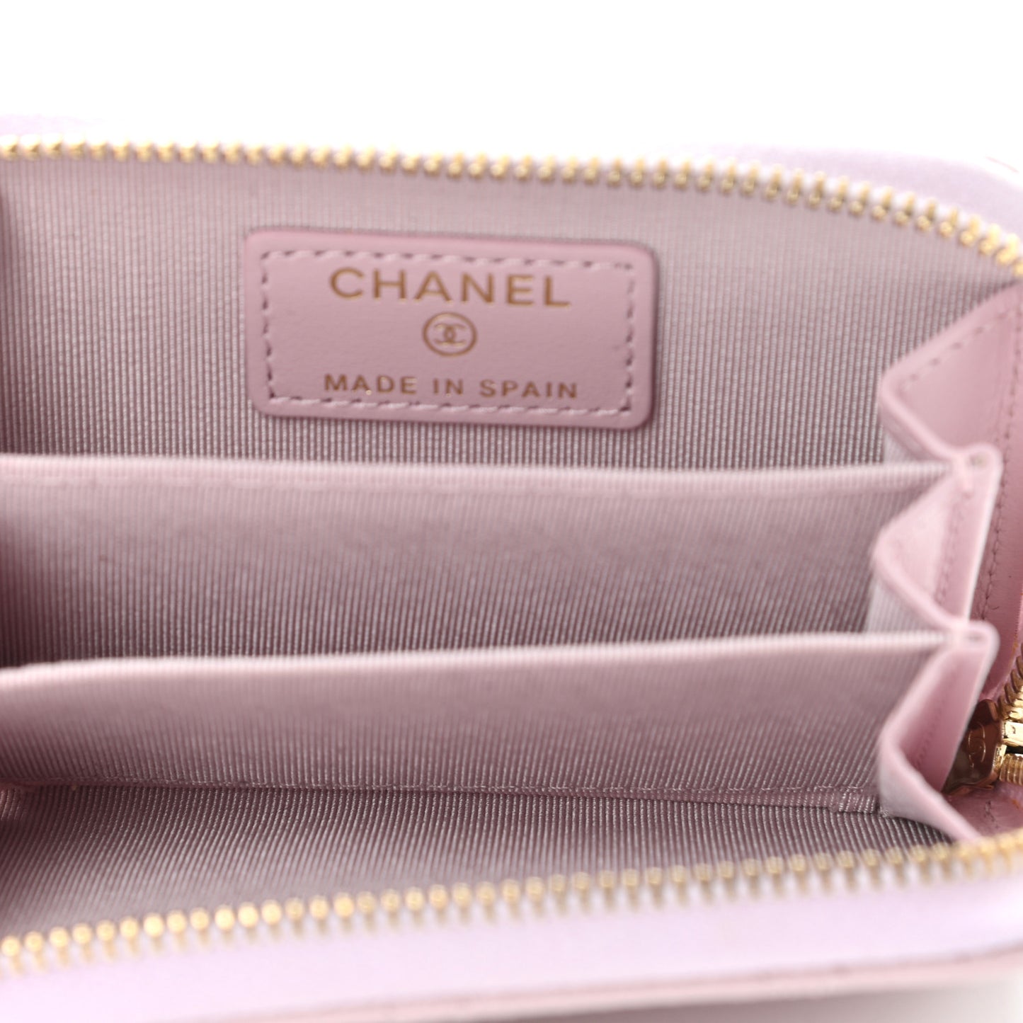 Caviar Quilted Zip Coin Purse Wallet Pink