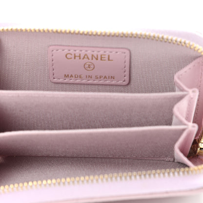 Chanel Caviar Quilted Zip Coin Purse Wallet Pink 5 of 9