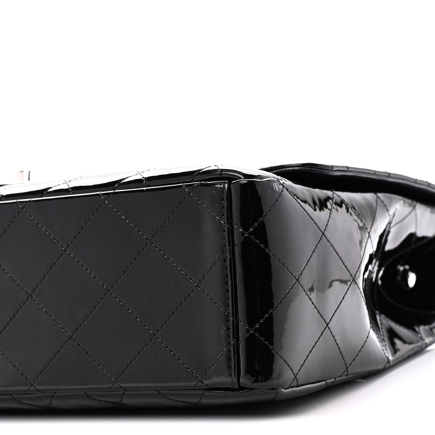 Patent Calfskin Sparkle Quilted Maxi Single Flap Black