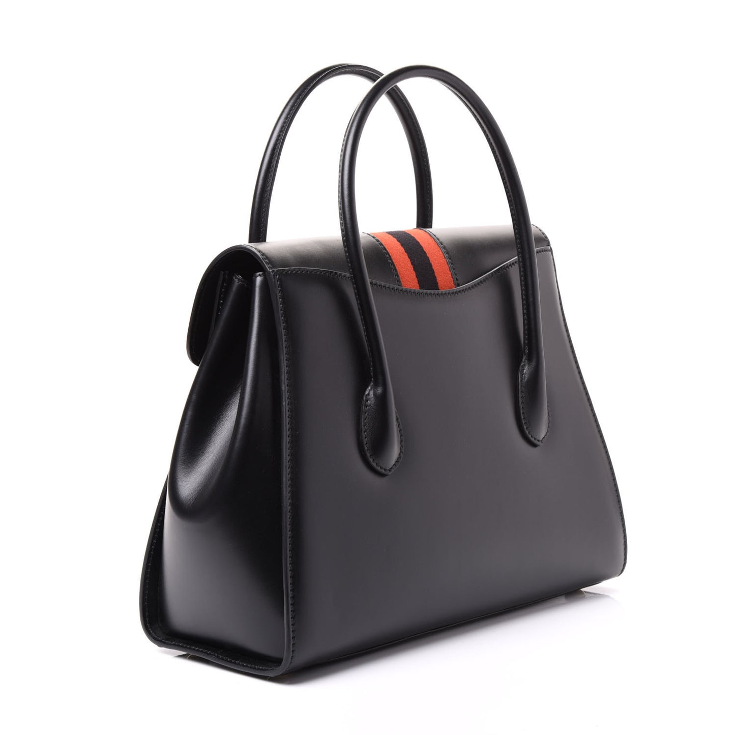 Plutone Calfskin Web Medium Turn Lock Top Handle Duffle Bag Black