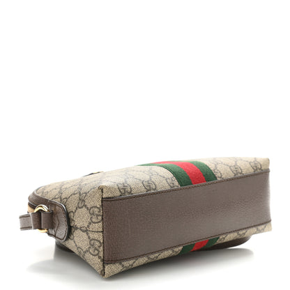 Gucci GG Supreme Monogram Textured Dollar Calfskin Web Small Ophidia Dome Shoulder Bag Beige Ebony New Acero 4 of 10