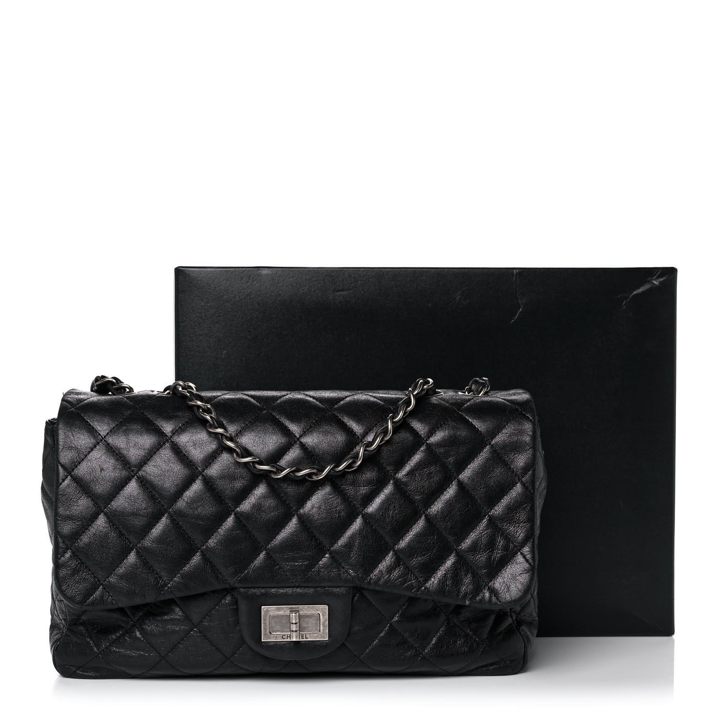 Washed Lambskin Quilted Jumbo Hybrid Reissue Flap Black
