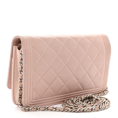 Chanel Lambskin Quilted Boy Wallet On Chain WOC Pink 3 of 13