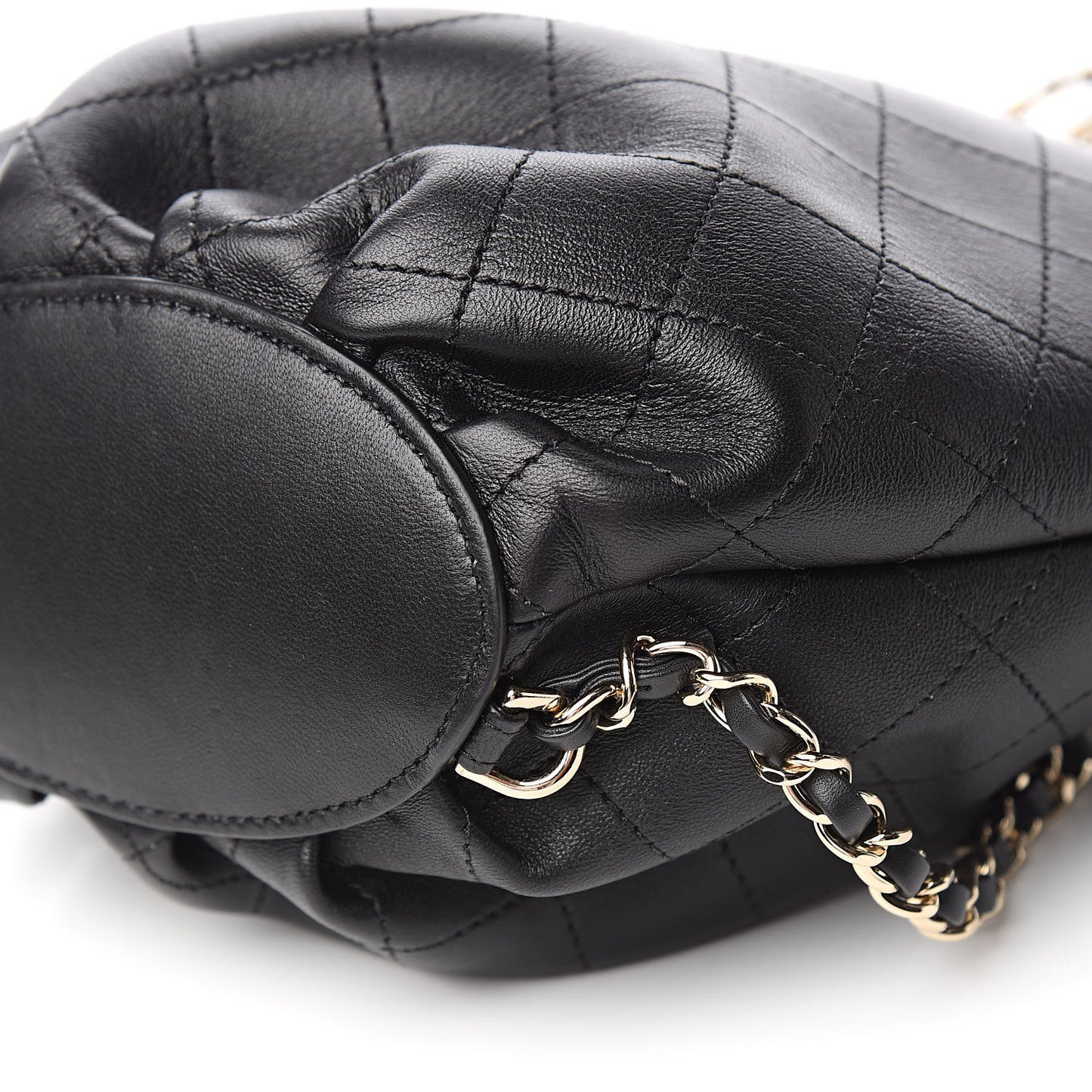 Lambskin Stitched CC Chain Backpack Black