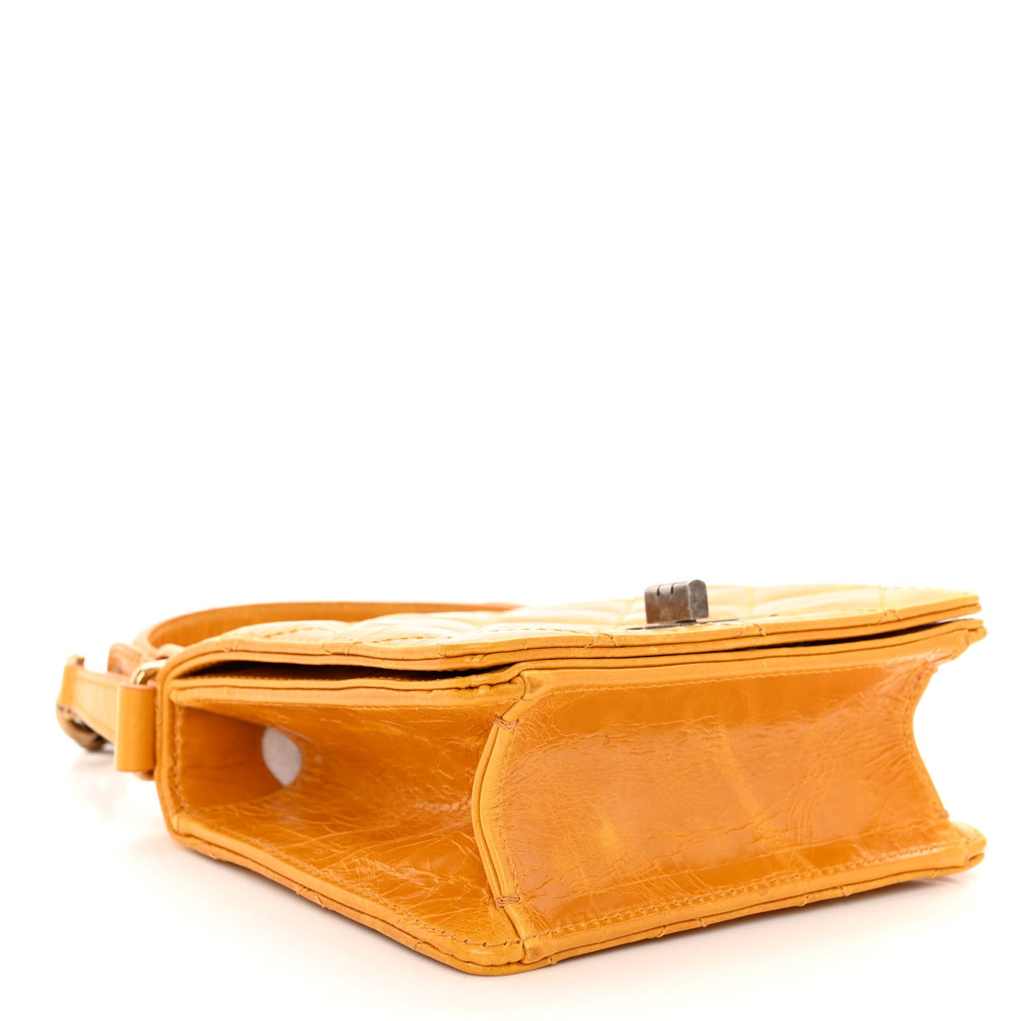 Glazed Calfskin Quilted Small Rita Top Handle Flap Yellow