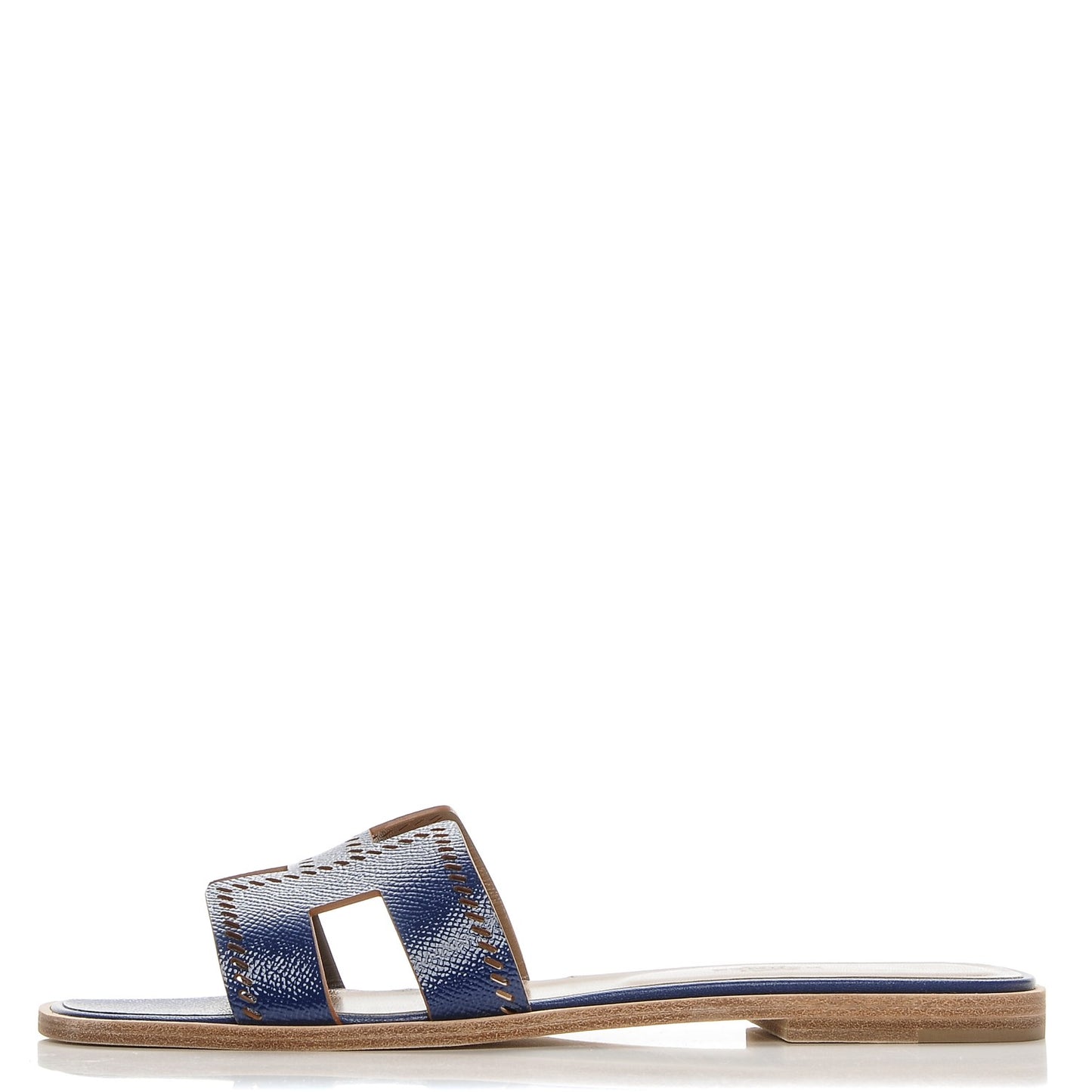 Patent Epsom Perforated Oran Sandals 41 Bleu Saphir