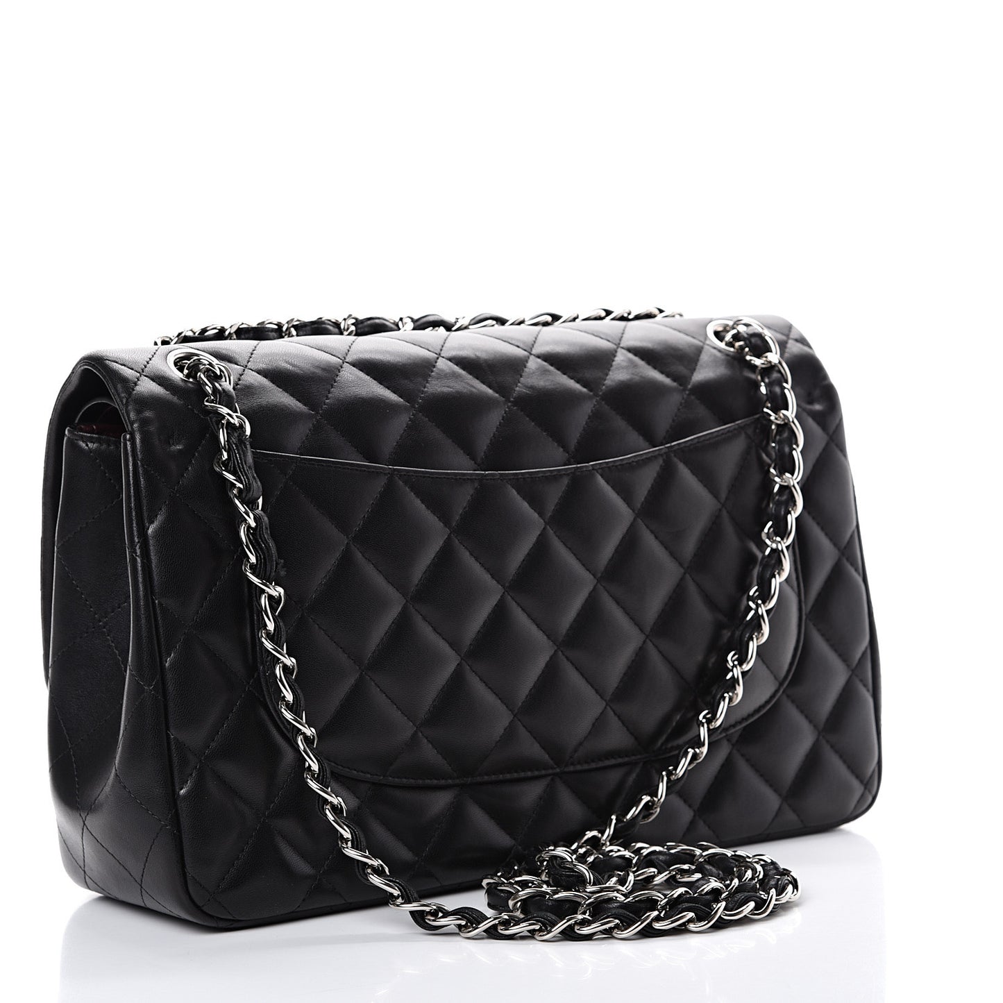 Lambskin Quilted Jumbo Double Flap Black