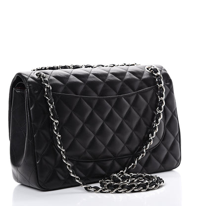 Chanel Lambskin Quilted Jumbo Double Flap Black 2 of 14
