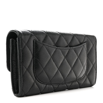 Chanel Caviar Quilted Large Gusset Flap Wallet Black 3 of 13