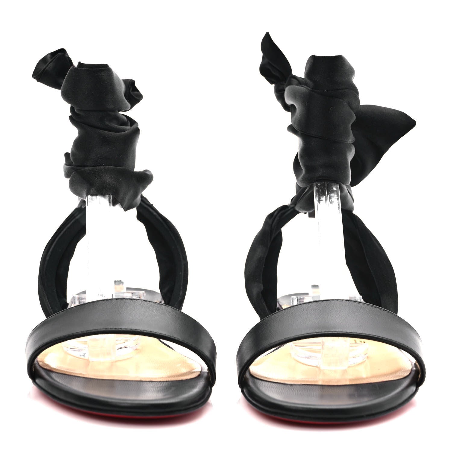 Christian Louboutin Calfskin Satin Douce Du Desert Flat Sandals 36 Black 2 of 7