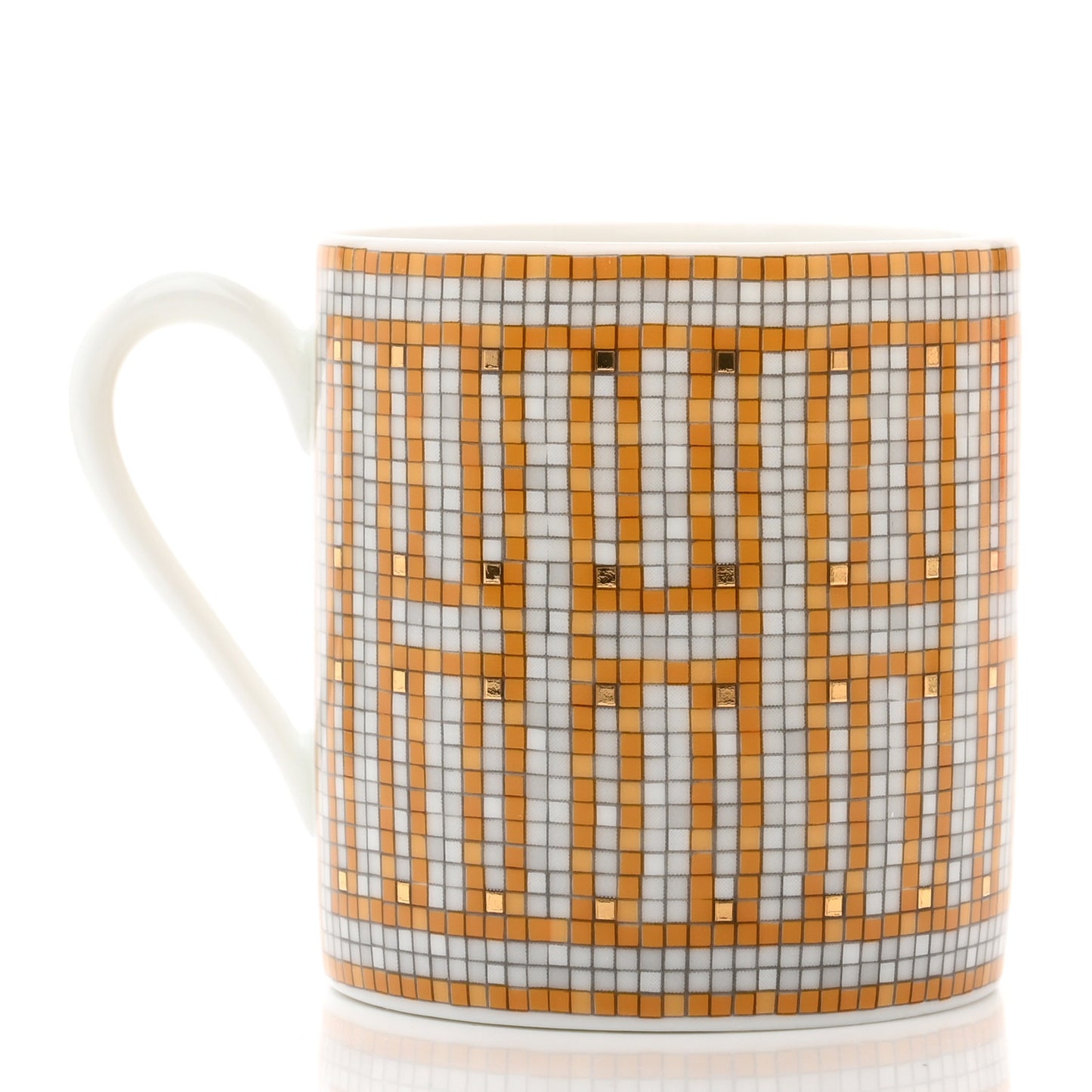 Porcelain Mosaique Au 24 Gold Coffee Cup and Saucer Set of 2