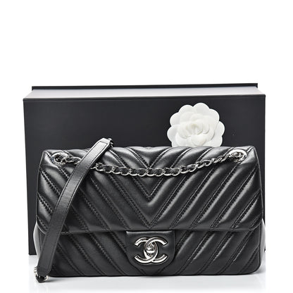 Chanel Lambskin Chevron Double Stitch Medium Single Flap Black 11 of 11
