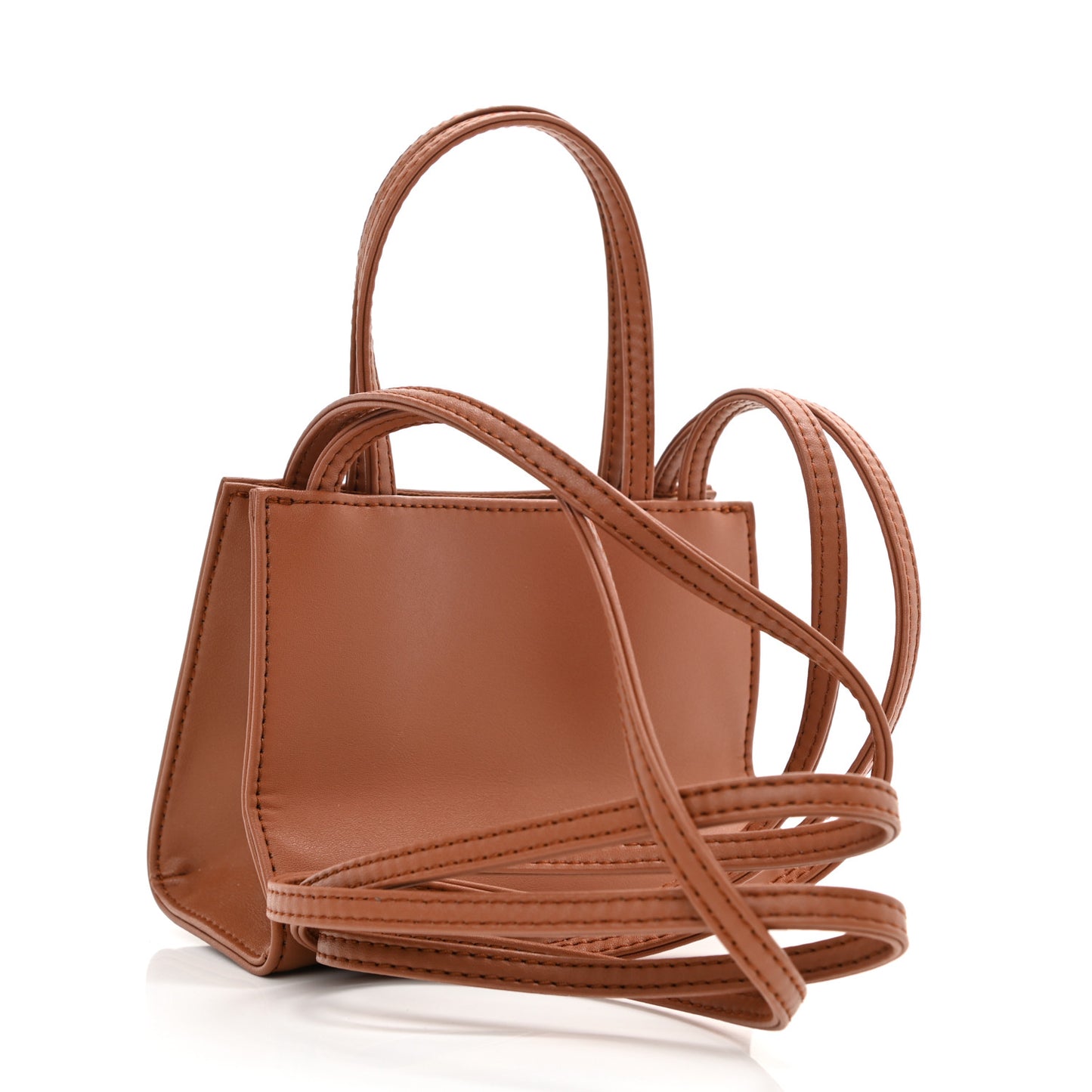 Vegan Leather Small Shopping Bag Tan