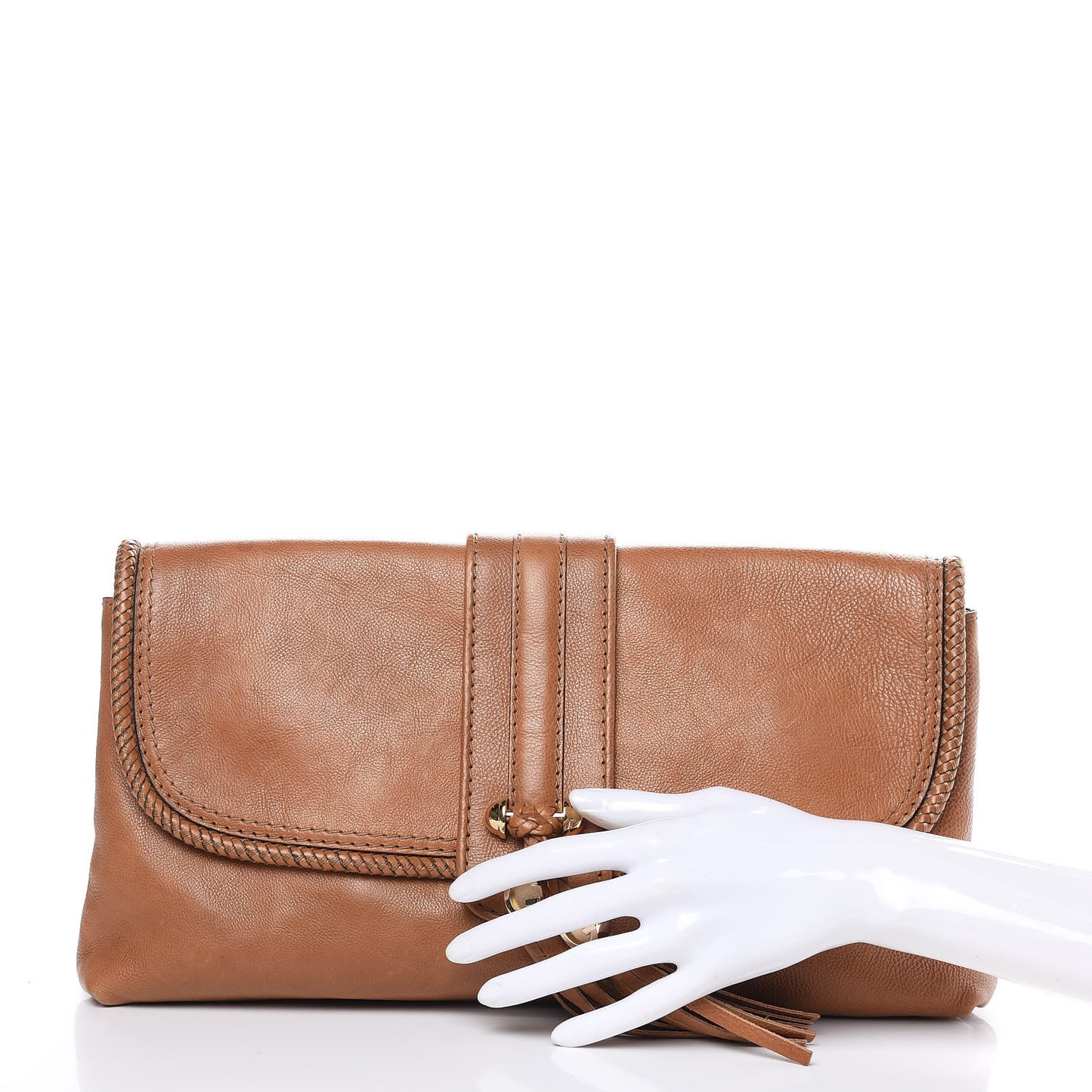 Pebbled Calfskin Marrakech Clutch Camel