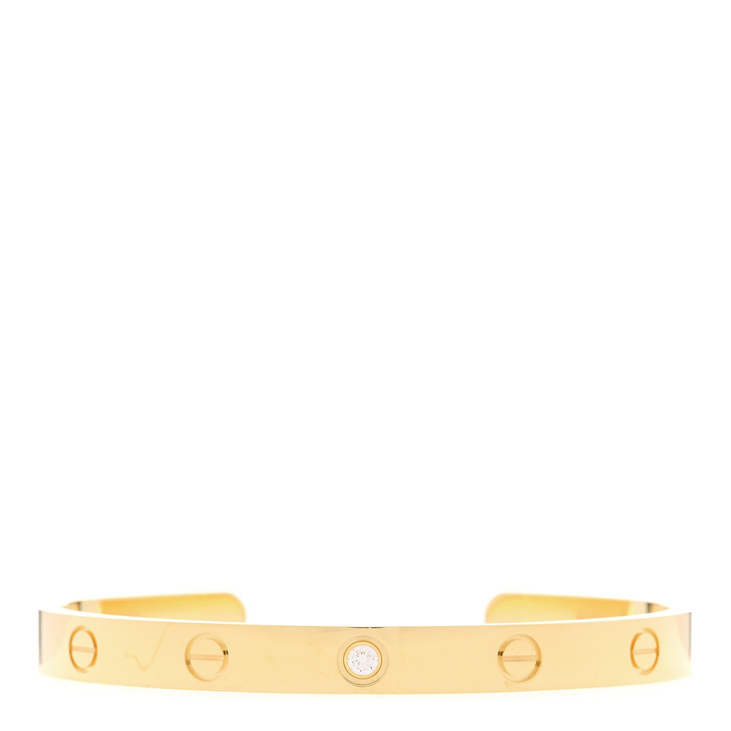 Cartier 18K Yellow Gold 1 Diamond LOVE Cuff Bracelet 18 1 of 4