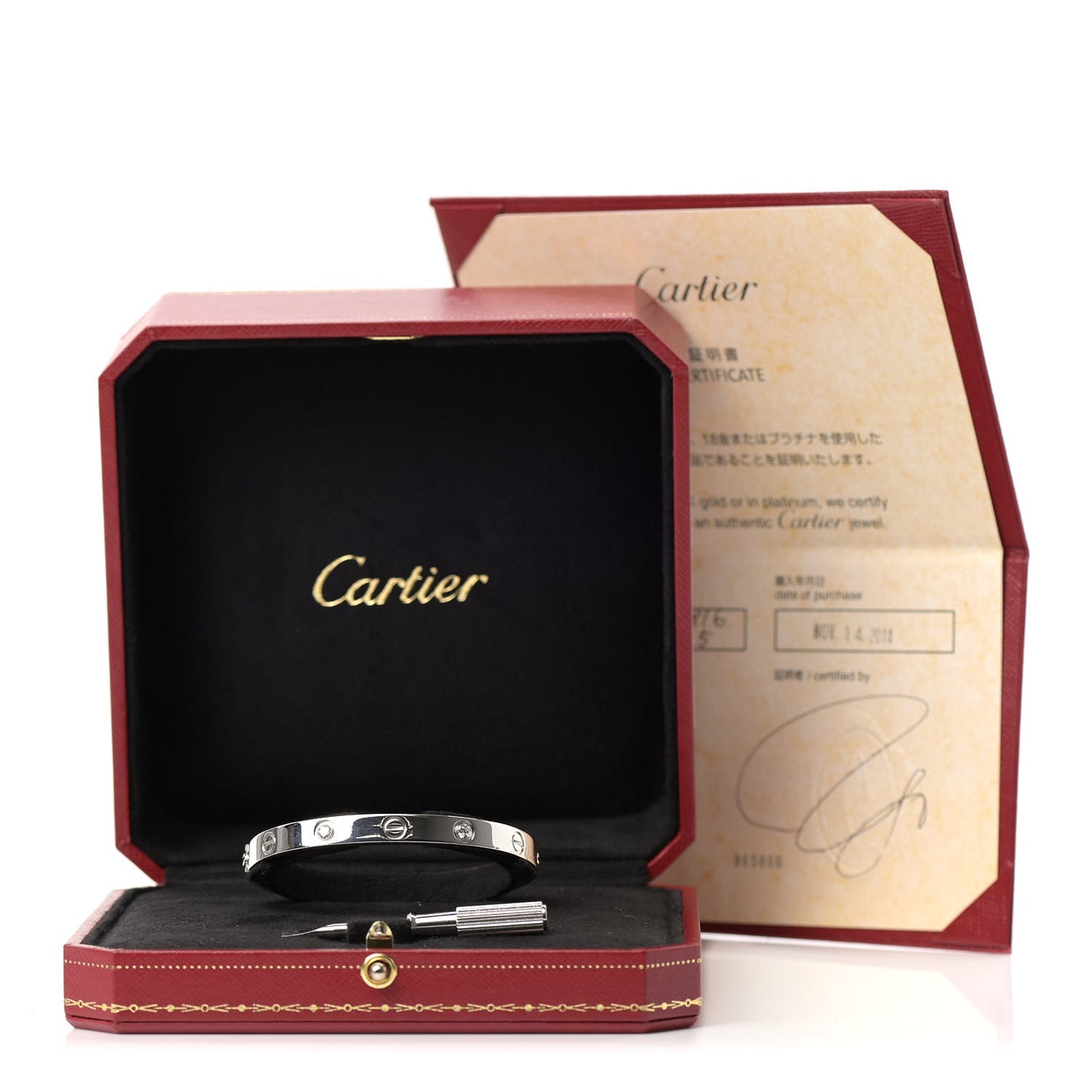 18K White Gold 4 Diamond LOVE Bracelet 16