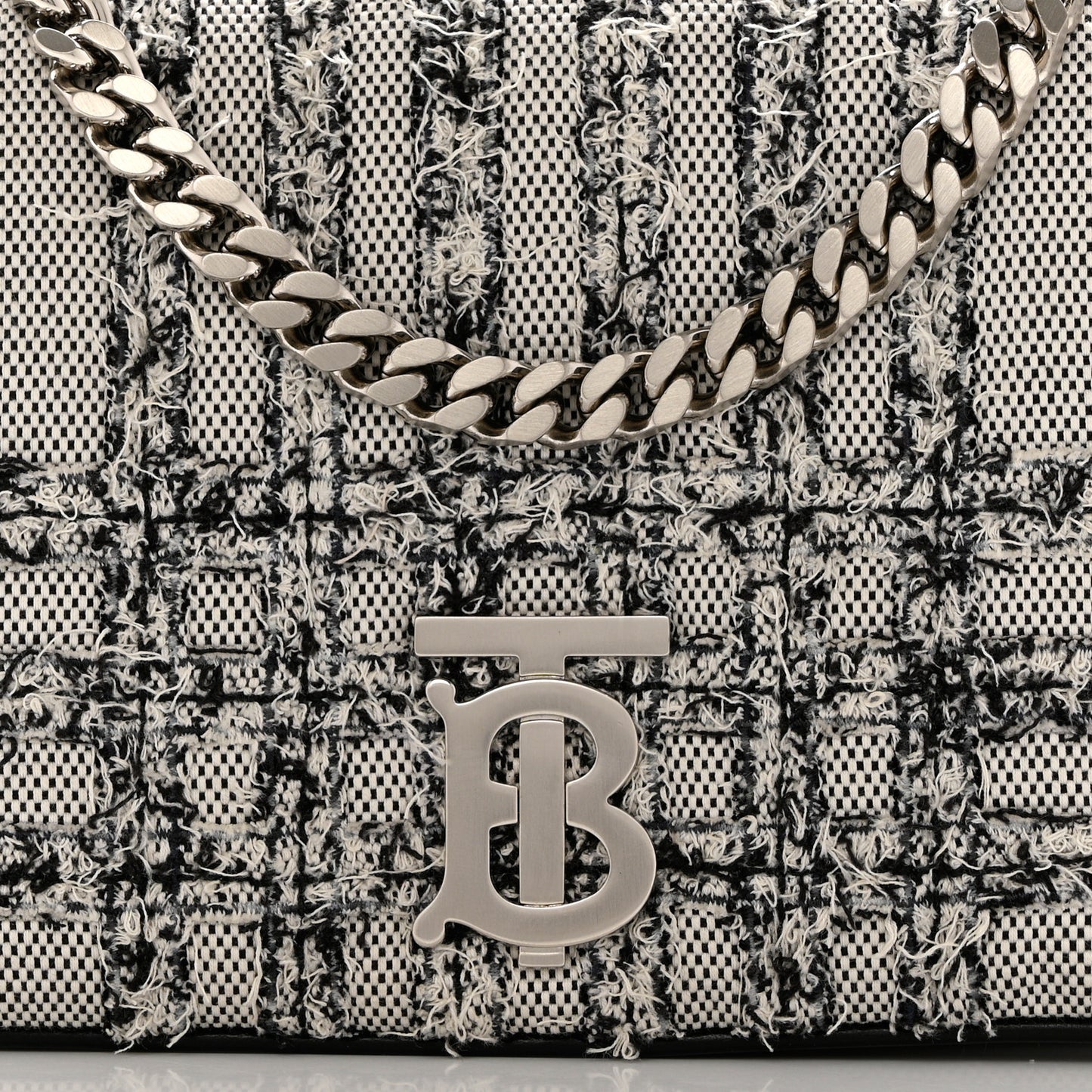 Lambskin Needle Punch Quilted Check Small Lola Bag White Black