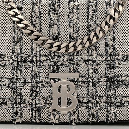 Burberry Lambskin Needle Punch Quilted Check Small Lola Bag White Black 8 of 10