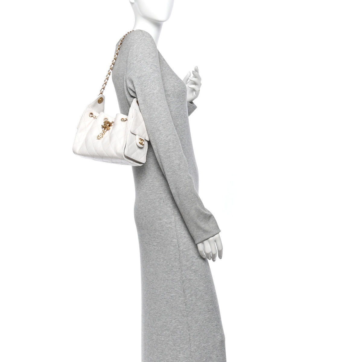 Caviar Quilted Mini Chanel 25 Handbag White