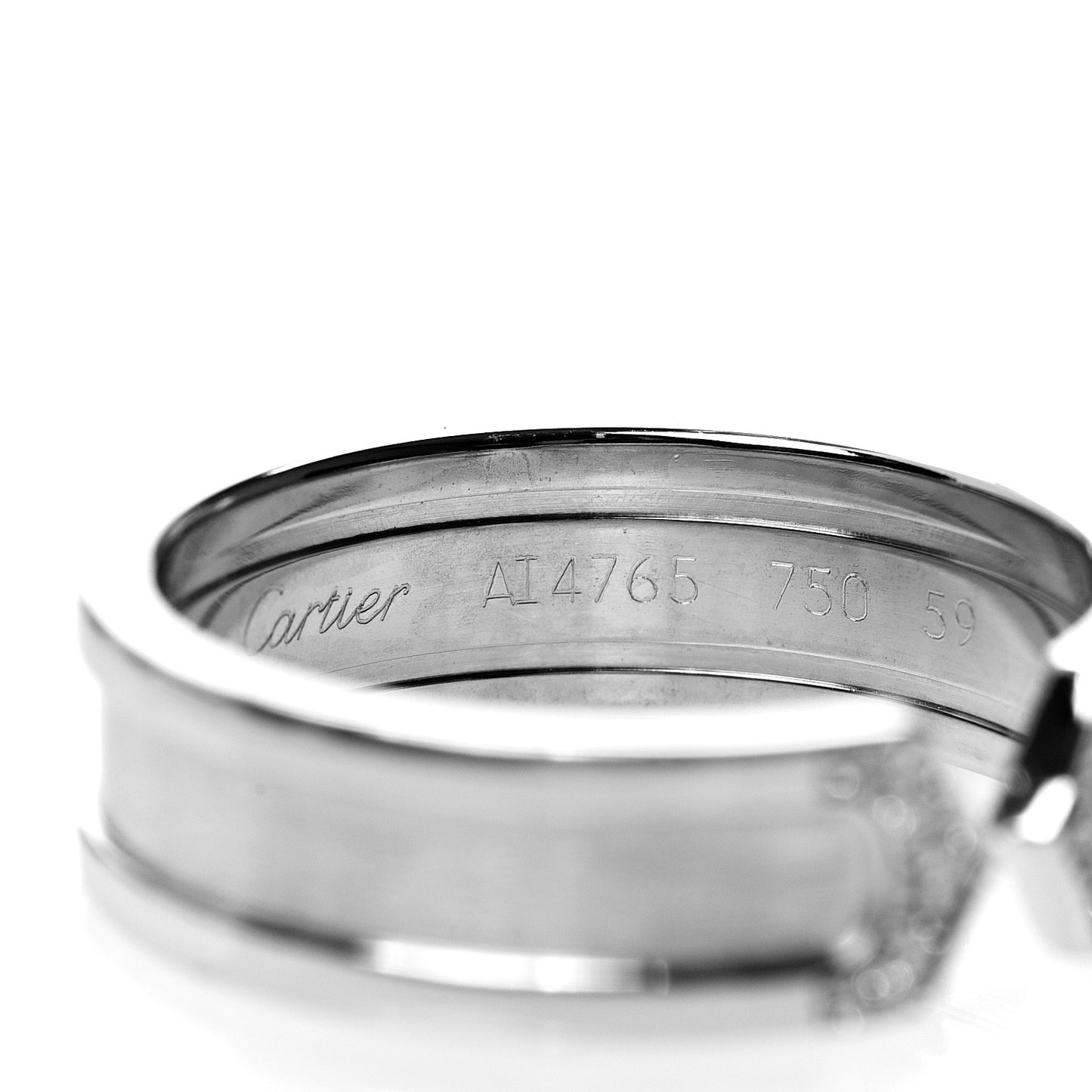 18K White Gold Diamond 6.5mm Logo De Ring 59 8.75