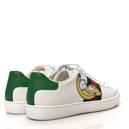 Gucci X BNF Miro Soft Calfskin Web Bananya Embroidered Womens Ace Sneakers 35 White New Shamarock 4 of 9