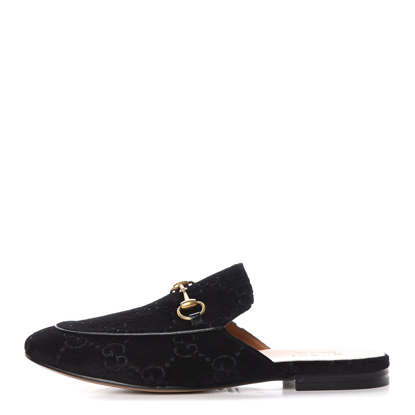 Velvet GG Monogram Mens Princetown Slippers 9 Black