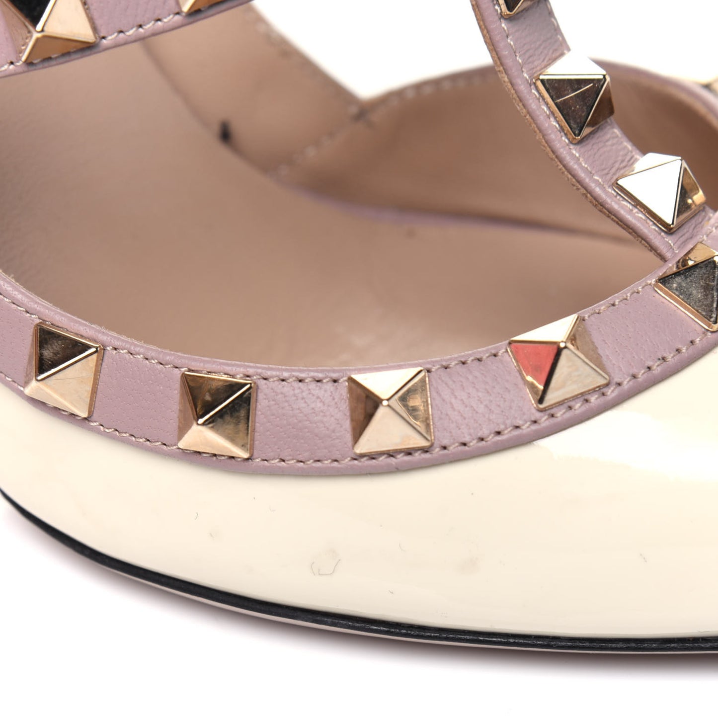 Patent Rockstud Ankle Strap 100mm Pumps 36 Light Ivory Poudre
