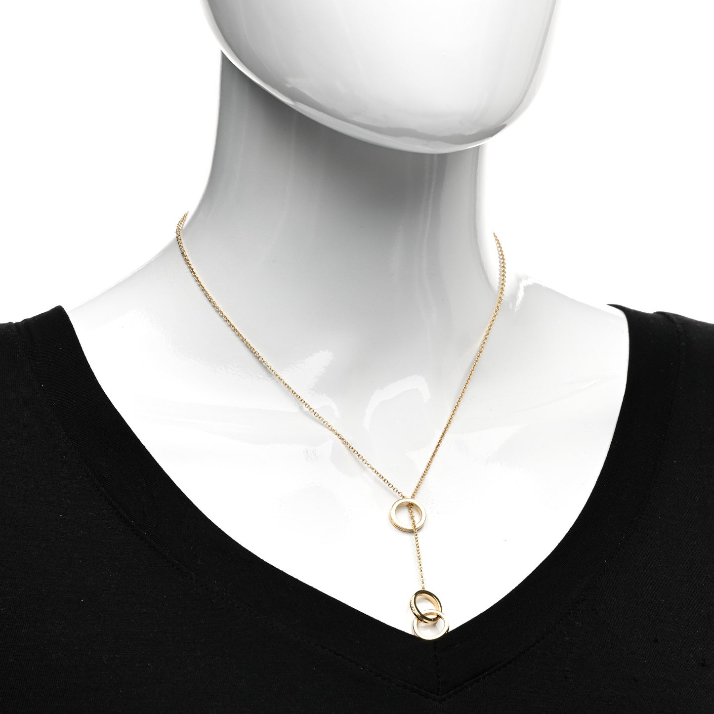 18K Yellow Gold 1837 Interlocking Circles Lariat Necklace