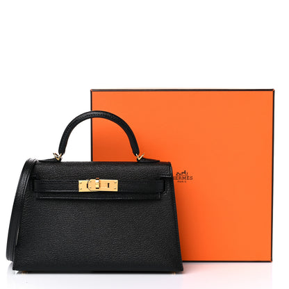 Hermes Chevre Mysore Horseshoe Mini Kelly Sellier 20 Black Rouge De Coeur 12 of 12