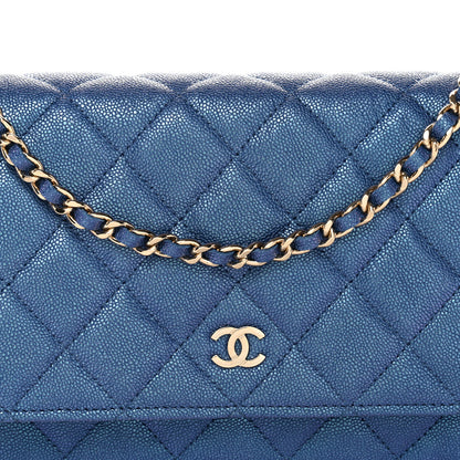 Chanel Iridescent Caviar Quilted Wallet on Chain WOC Dark Blue 9 of 12