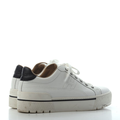 Hermes Epsom Womens Voltage Sneakers 37 White Black 3 of 4