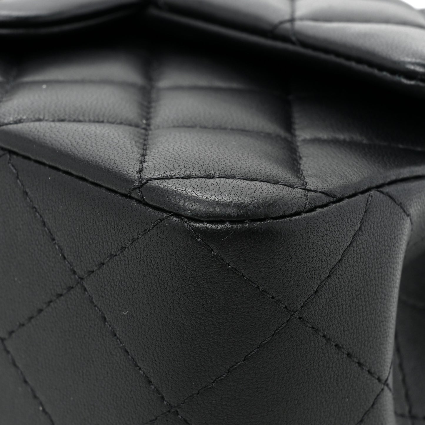 Lambskin Quilted Mini Top Handle Rectangular Flap Black
