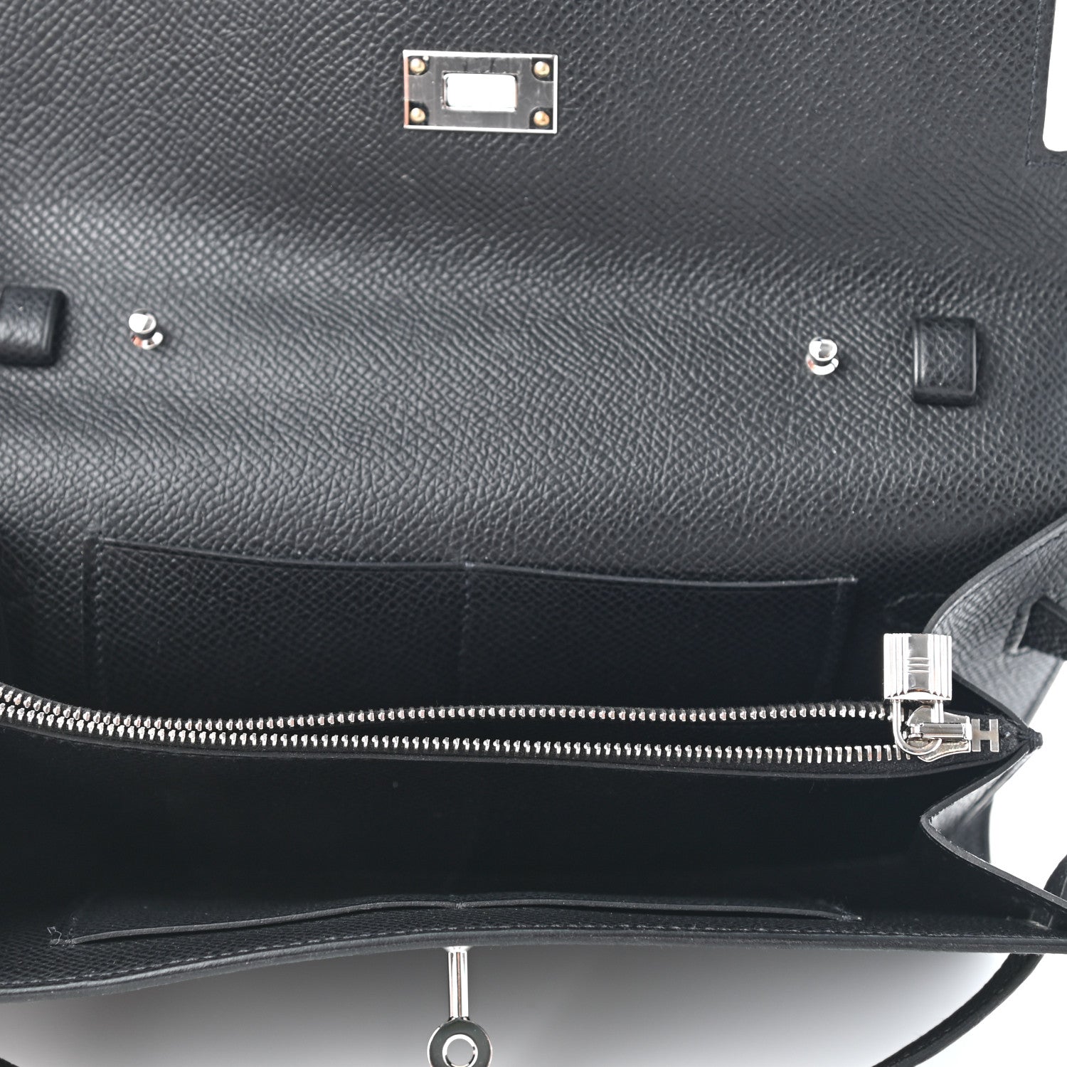 Hermes Epsom Matte Alligator Touch Kelly Wallet To Go Black 4 of 8
