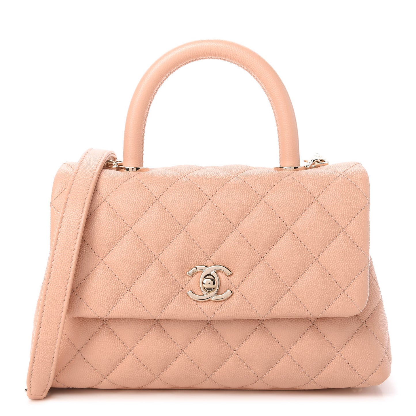 Caviar Quilted Mini Coco Handle Flap Light Pink