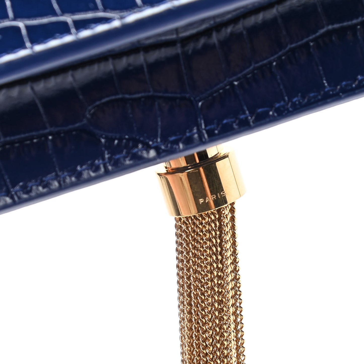 Calfskin Crocodile Embossed Kate Monogram Tassel Chain Wallet Royal Blue