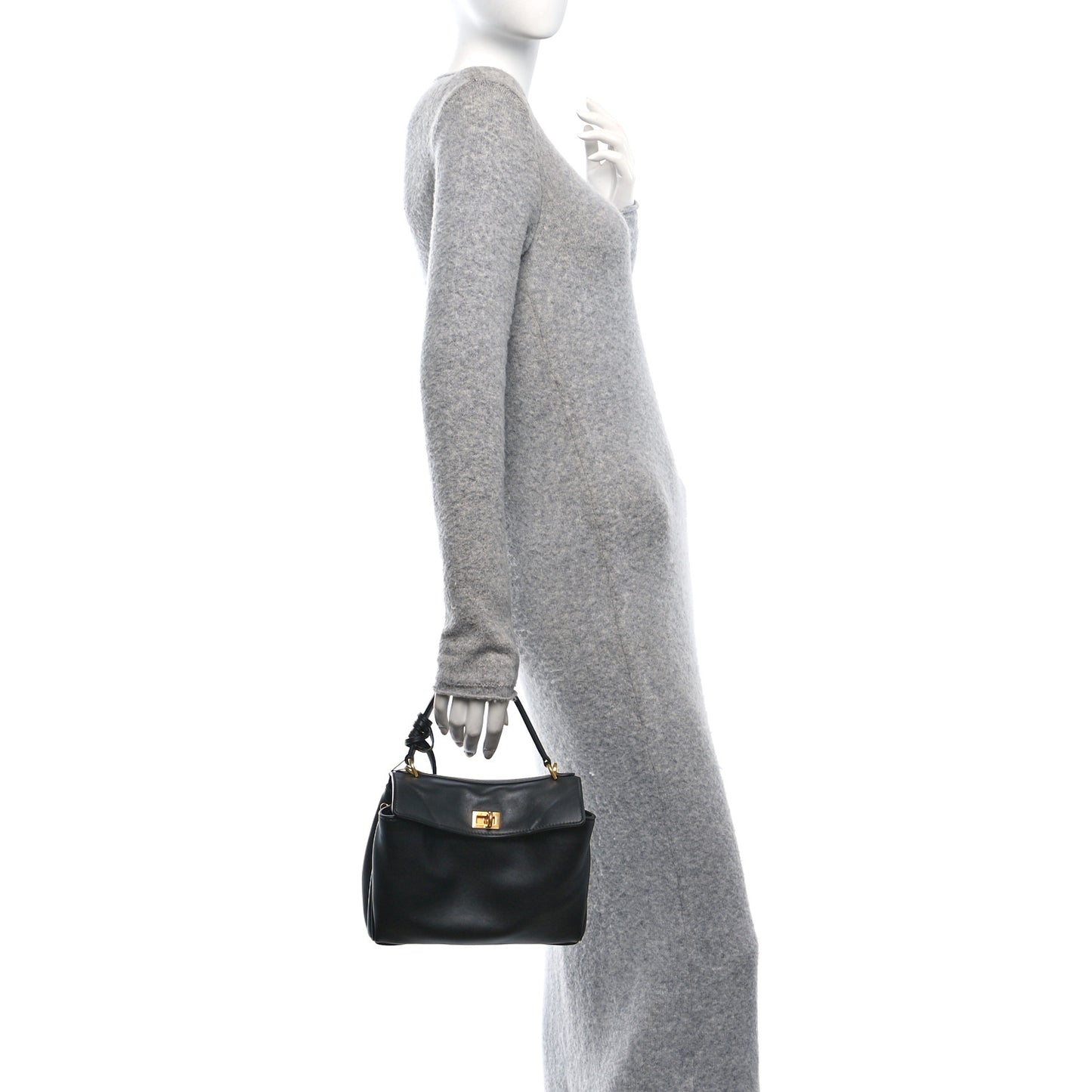Natural Smooth Calfskin Mini Rodeo Top Handle Handbag Black