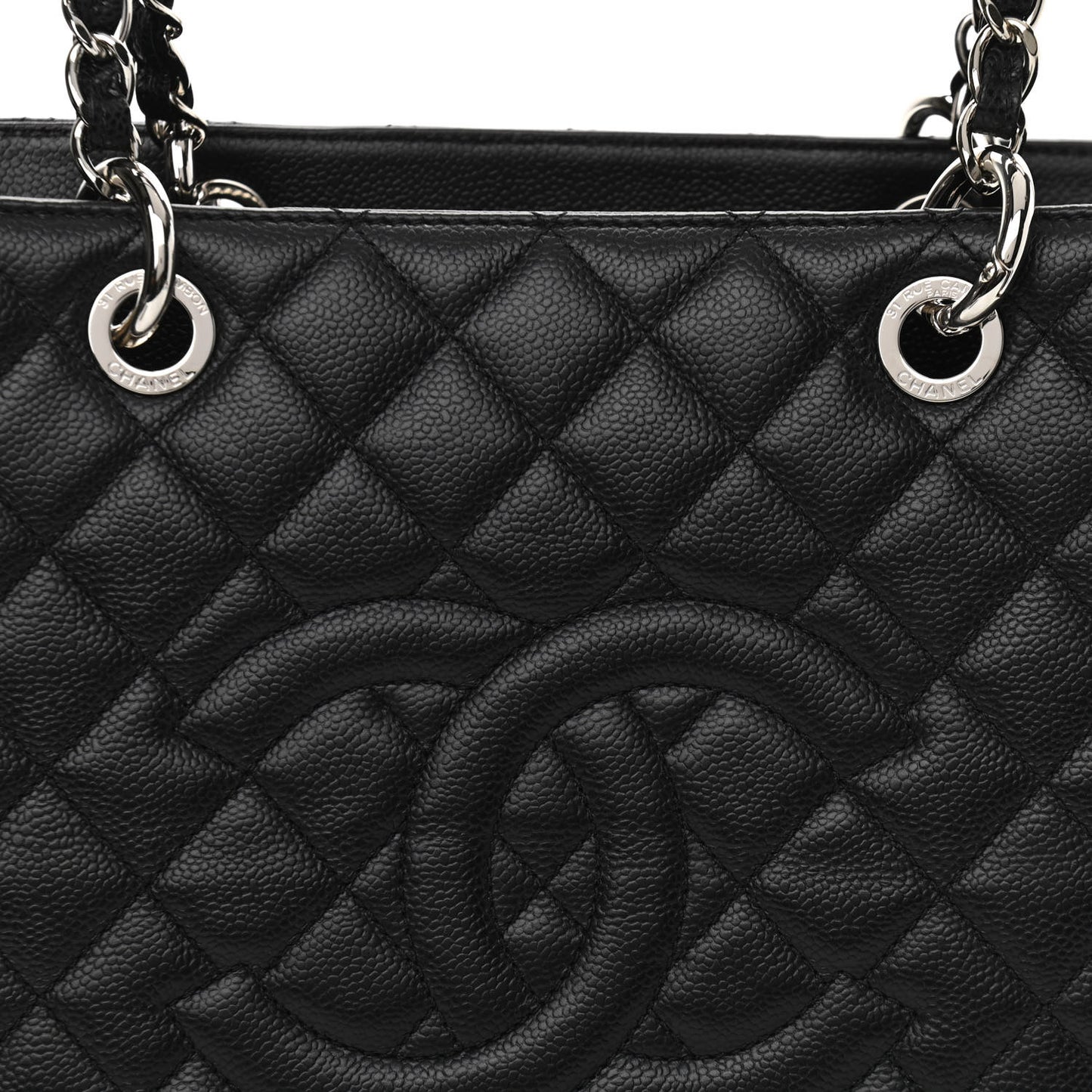 Caviar Quilted Grand Shopping Tote GST Black