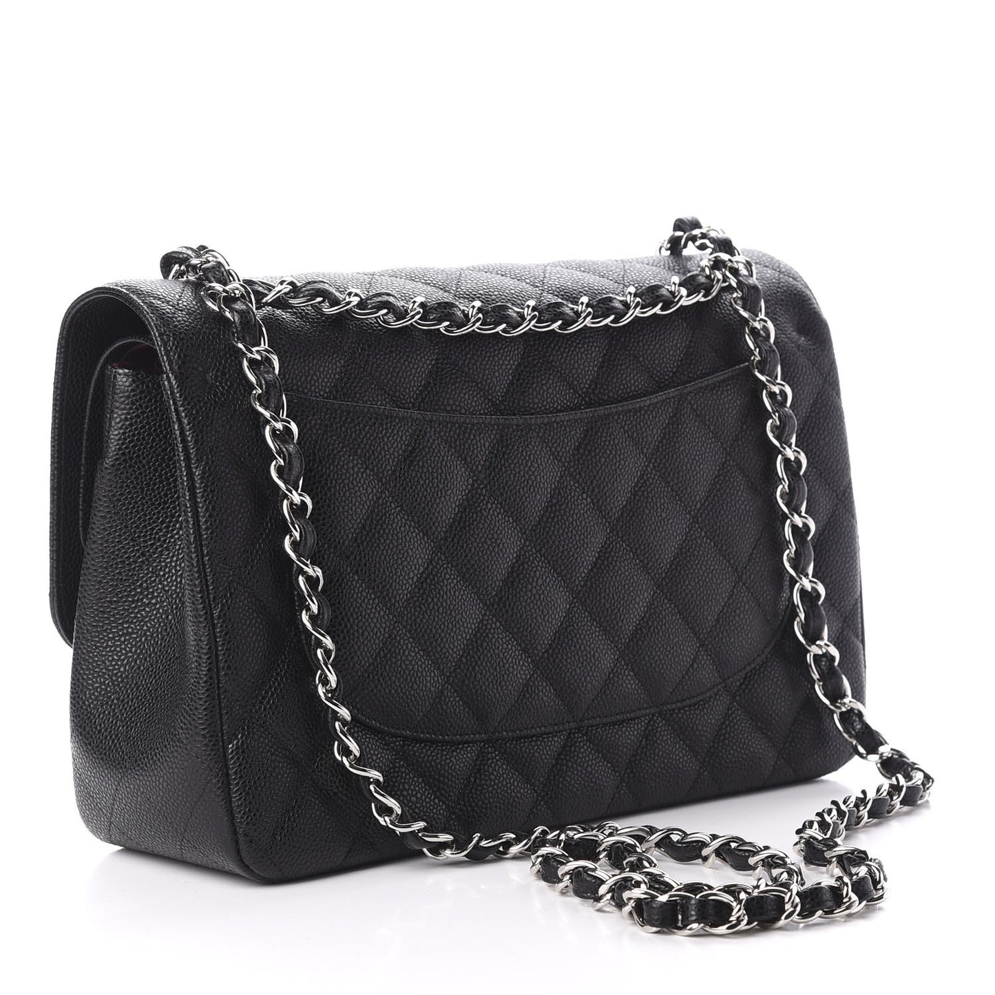 Caviar Quilted Jumbo Double Flap Black